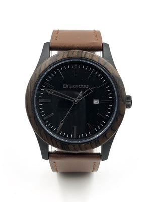 Black Walnut & Brown Leather Inverness Watch