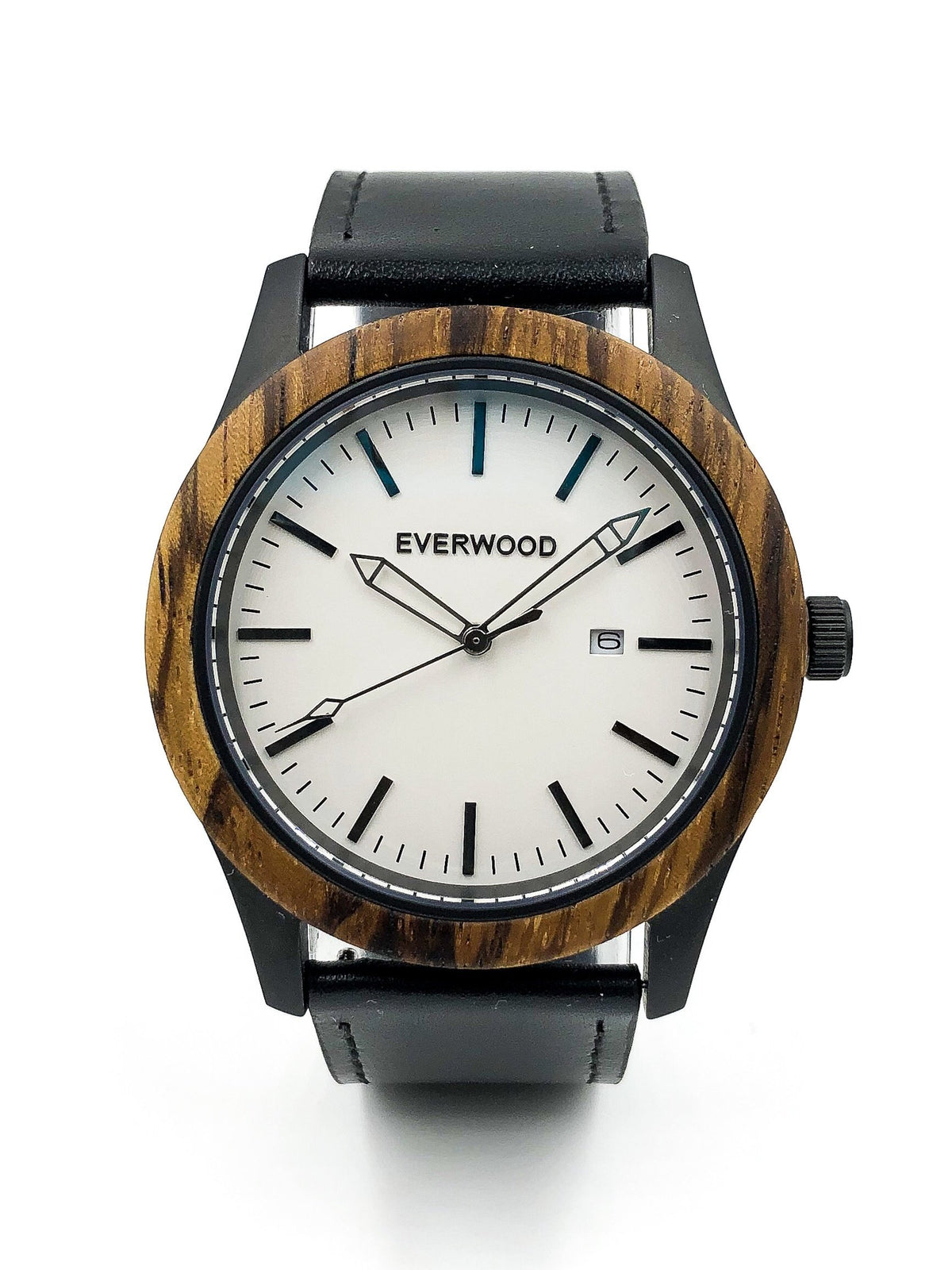 Zebrawood &amp; Black Leather Inverness Watch