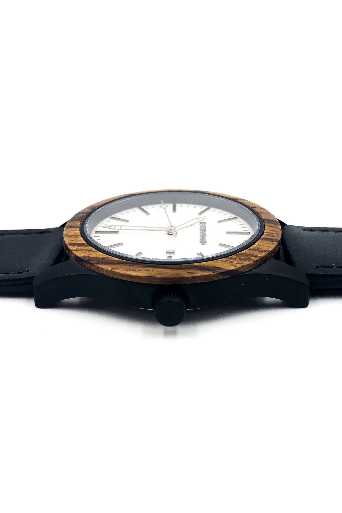 Zebrawood &amp; Black Leather Inverness Watch