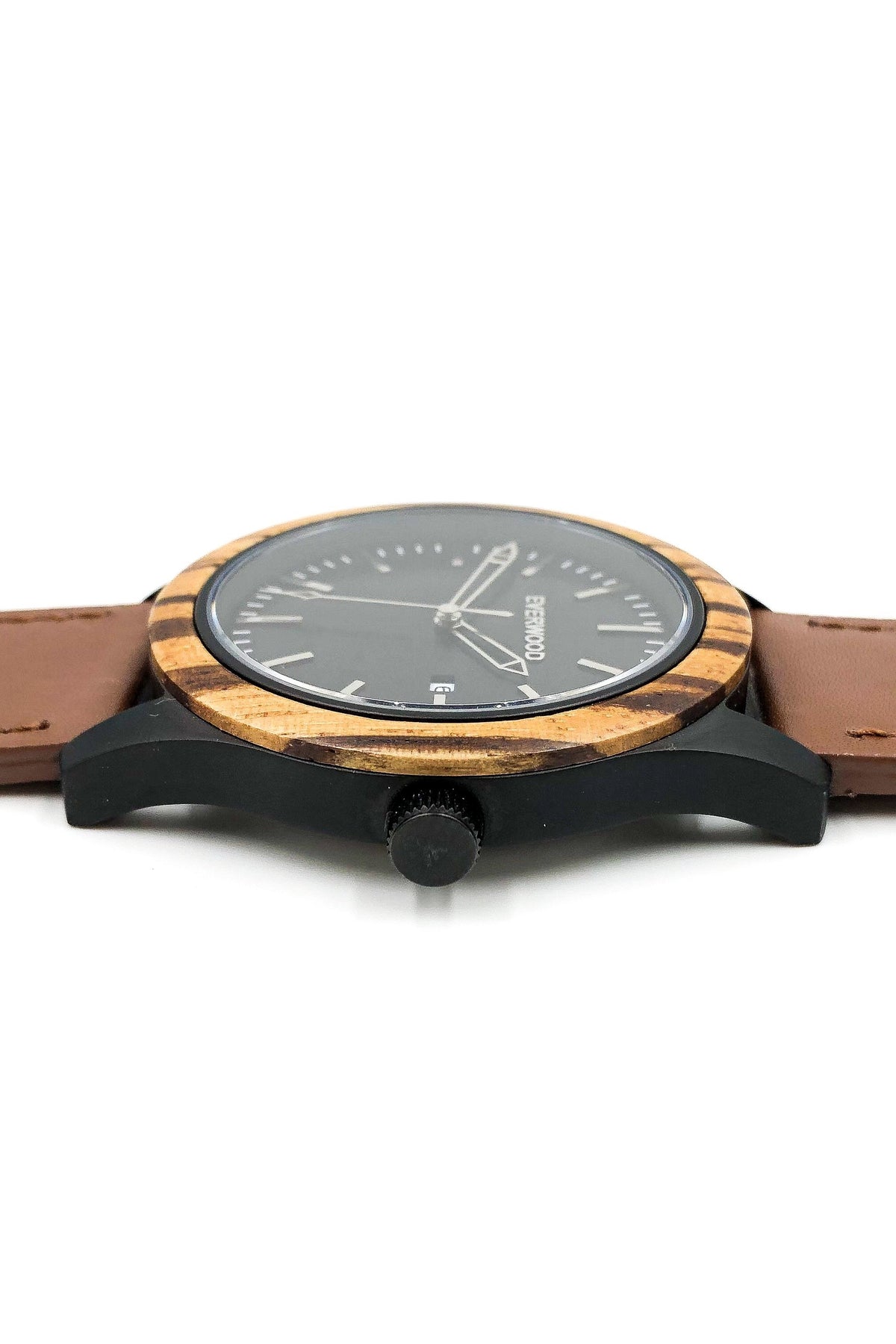 Zebrawood &amp; Brown Leather Inverness Watch