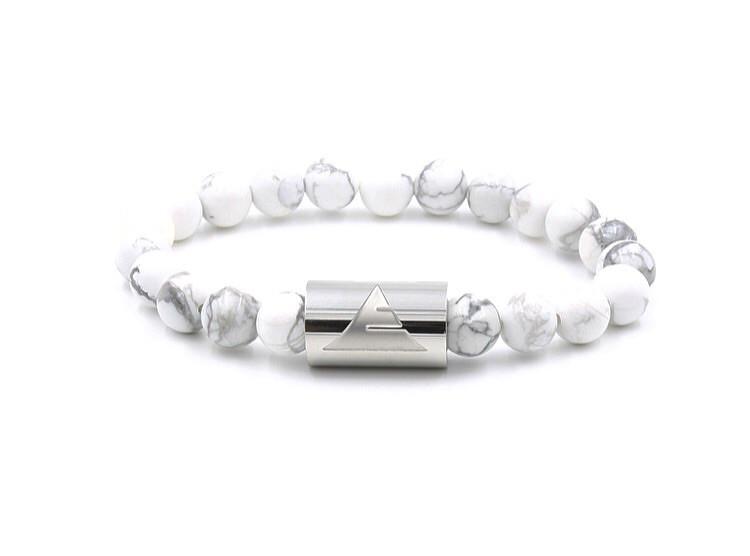 Rocky - White Howlite &amp; Silver Gemstone Beaded Bracelet