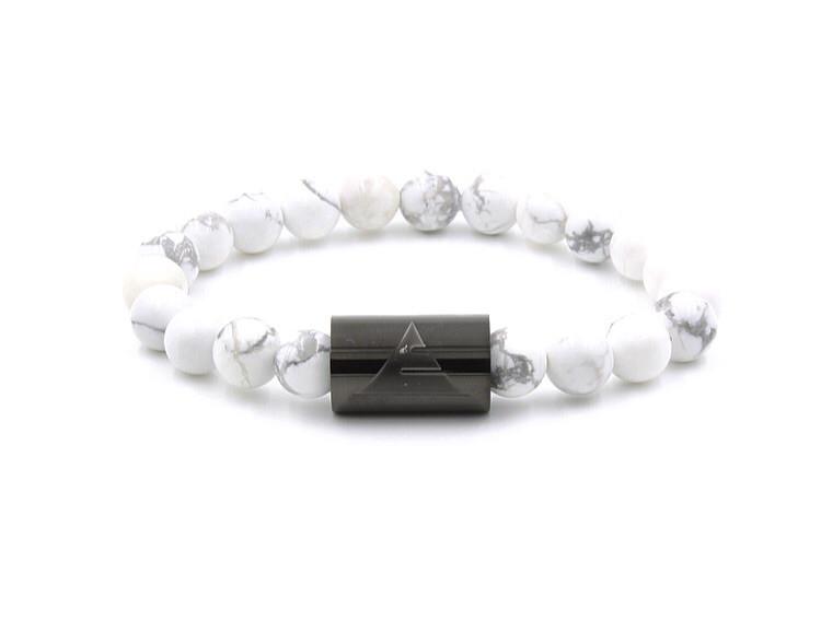 Rocky - White Howlite &amp; Silver Gemstone Beaded Bracelet