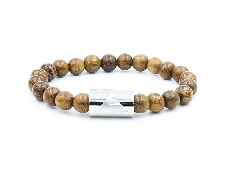 Timber - Dark Brown Sandalwood &amp; Gold Mala Beaded Bracelet