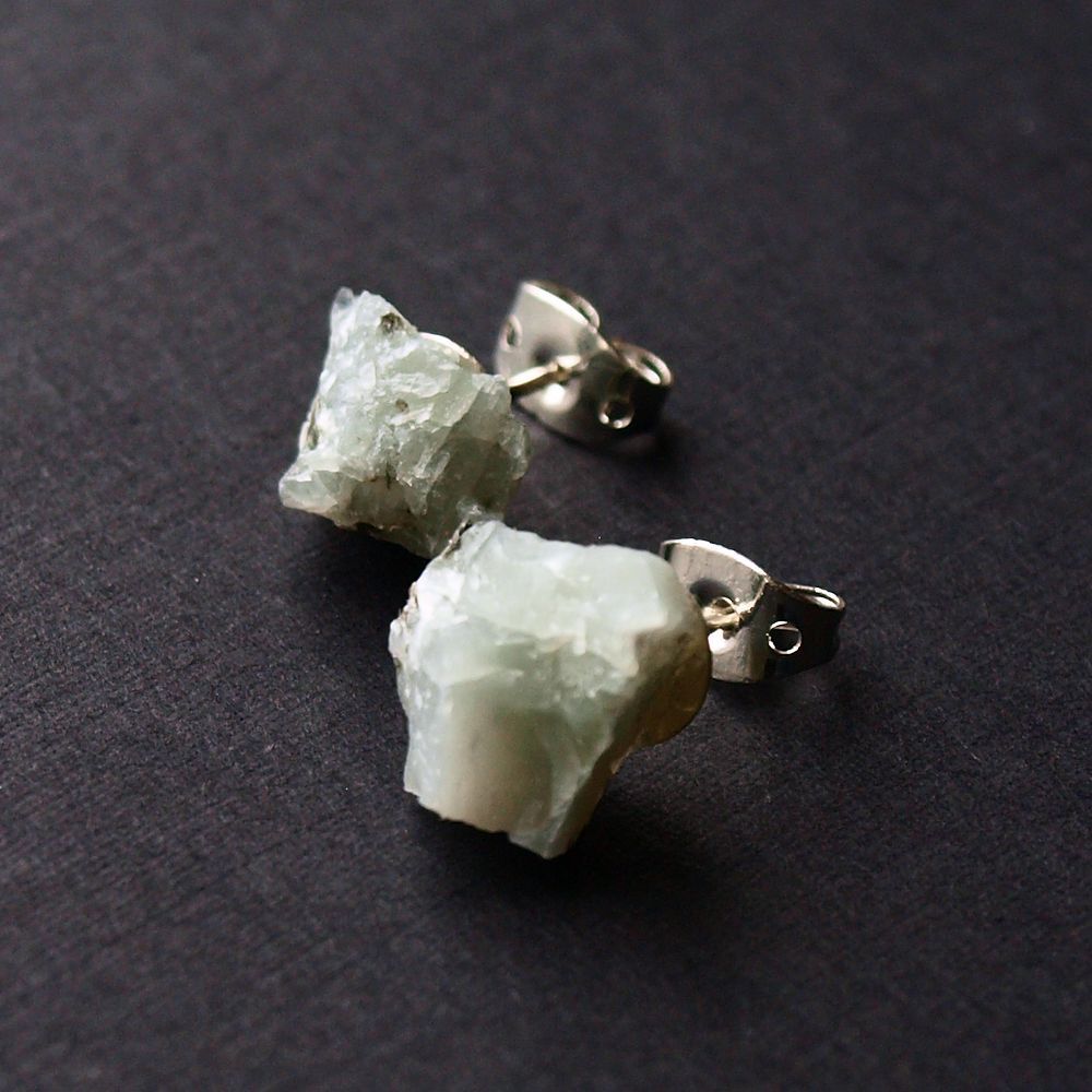 Raw Emerald Stud Earrings