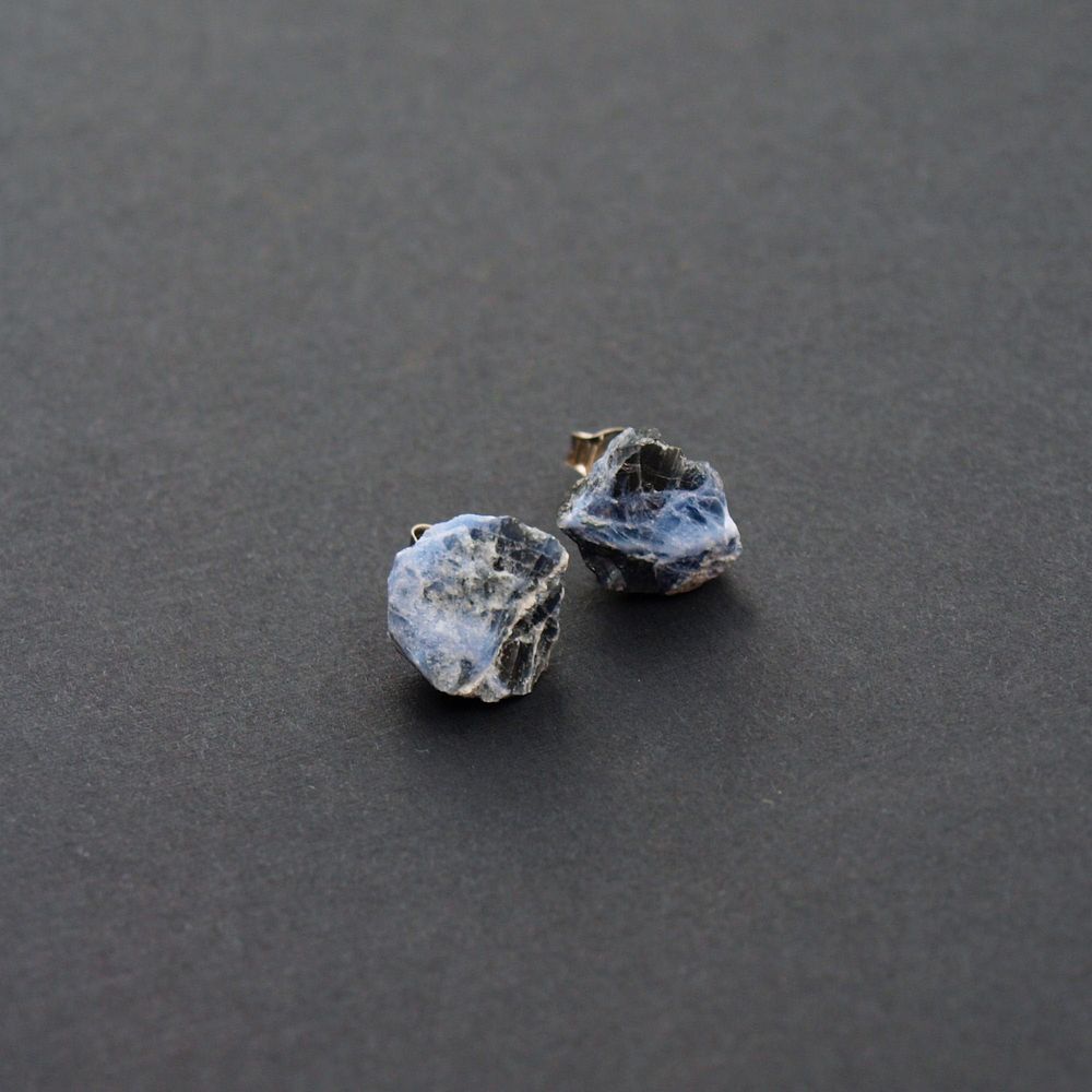 Raw Sodalite Rock Stud Crystal Earrings