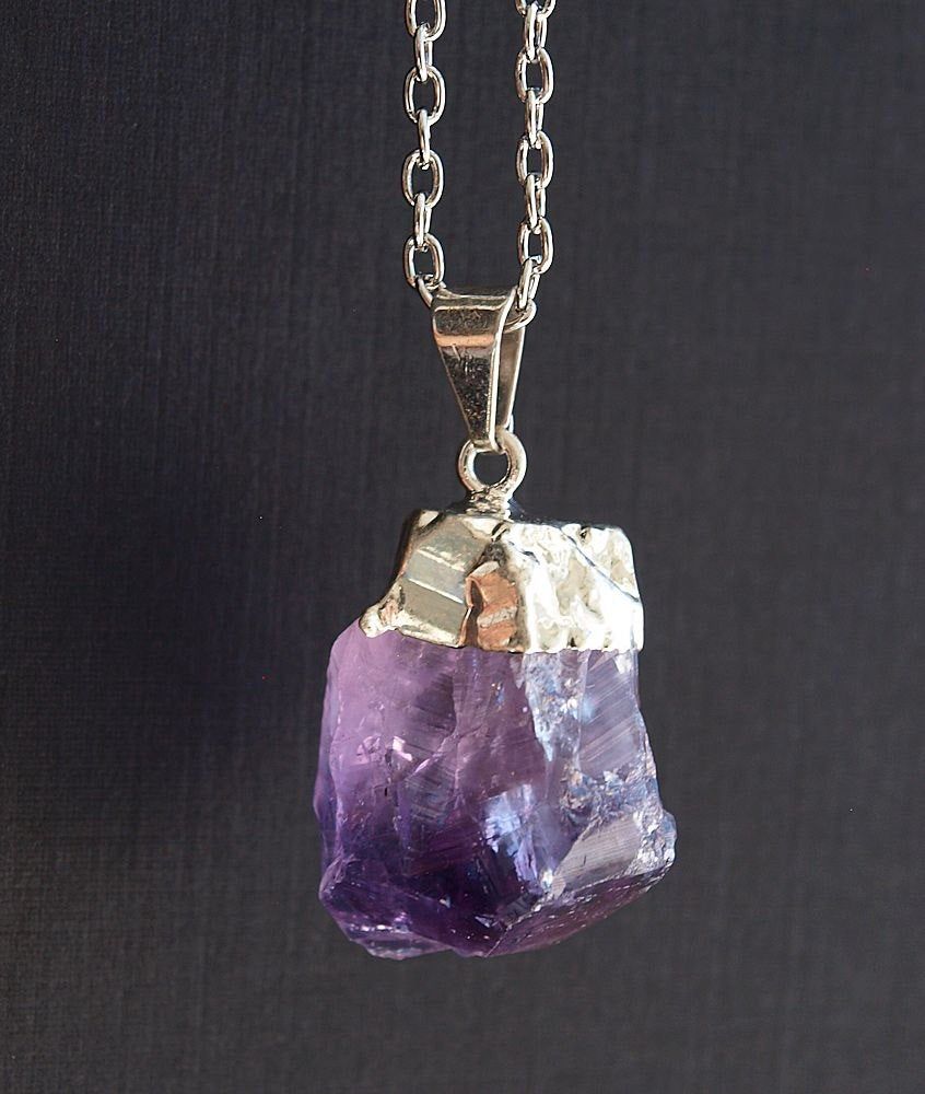 Raw Amethyst Crystal Statement Necklace