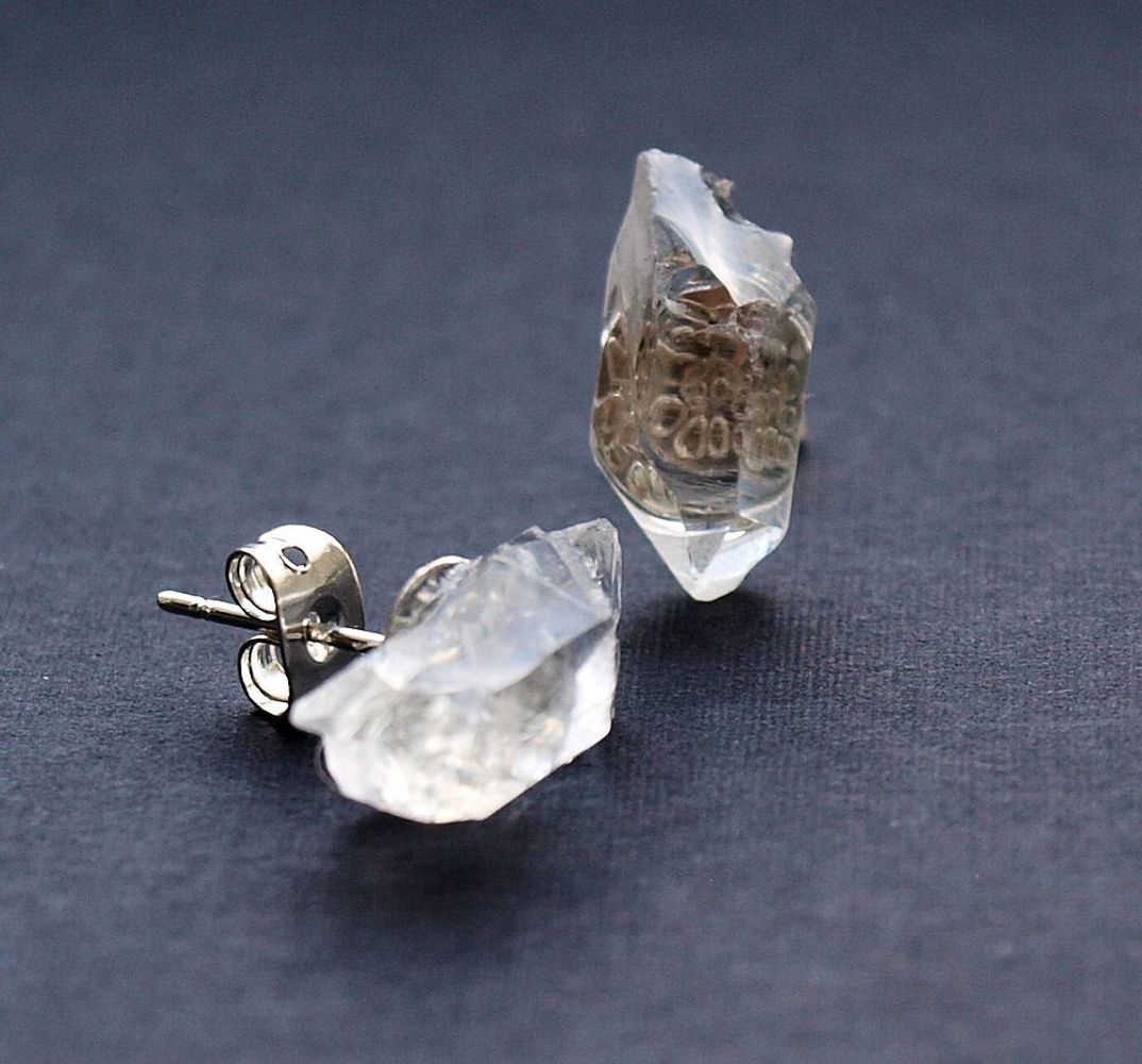 Raw Quartz Rock Stud Geo Earrings