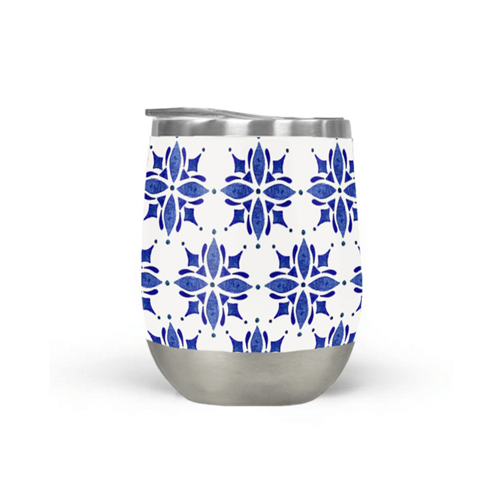 Dark Blue Tile Wine Tumbler