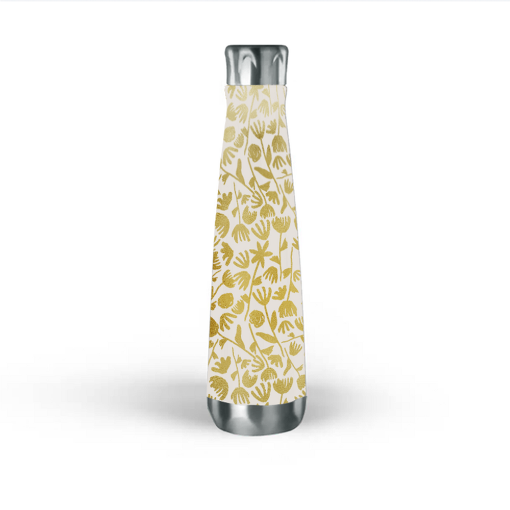 Gold Ink Floral Water Bottle