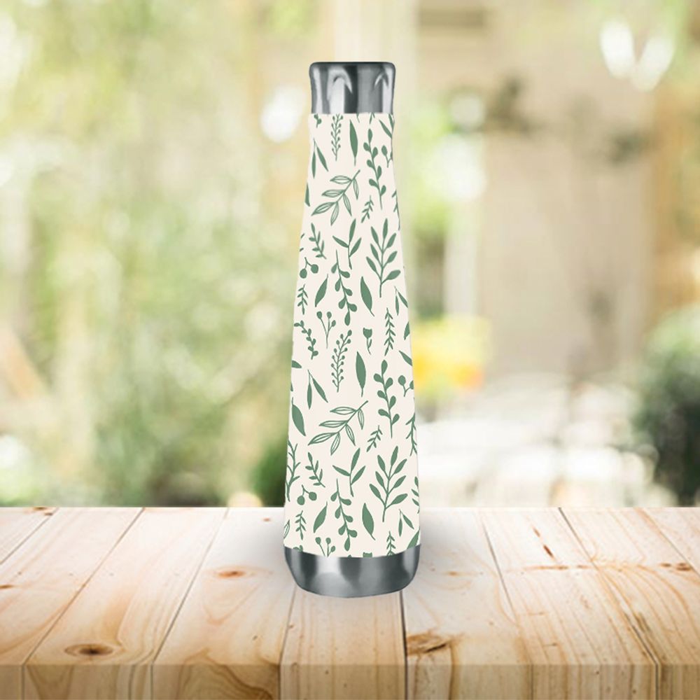Green Falling Leaves Water Bottle