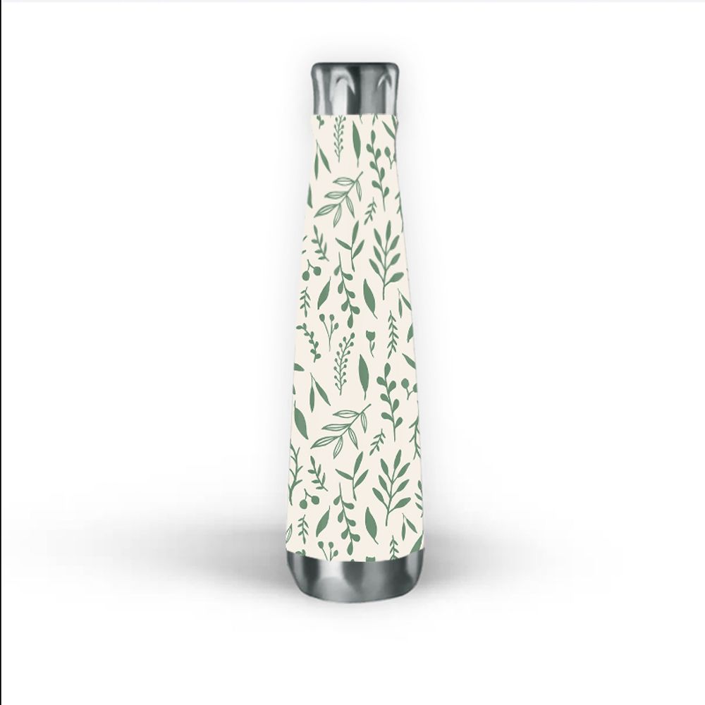 Green Falling Leaves Water Bottle