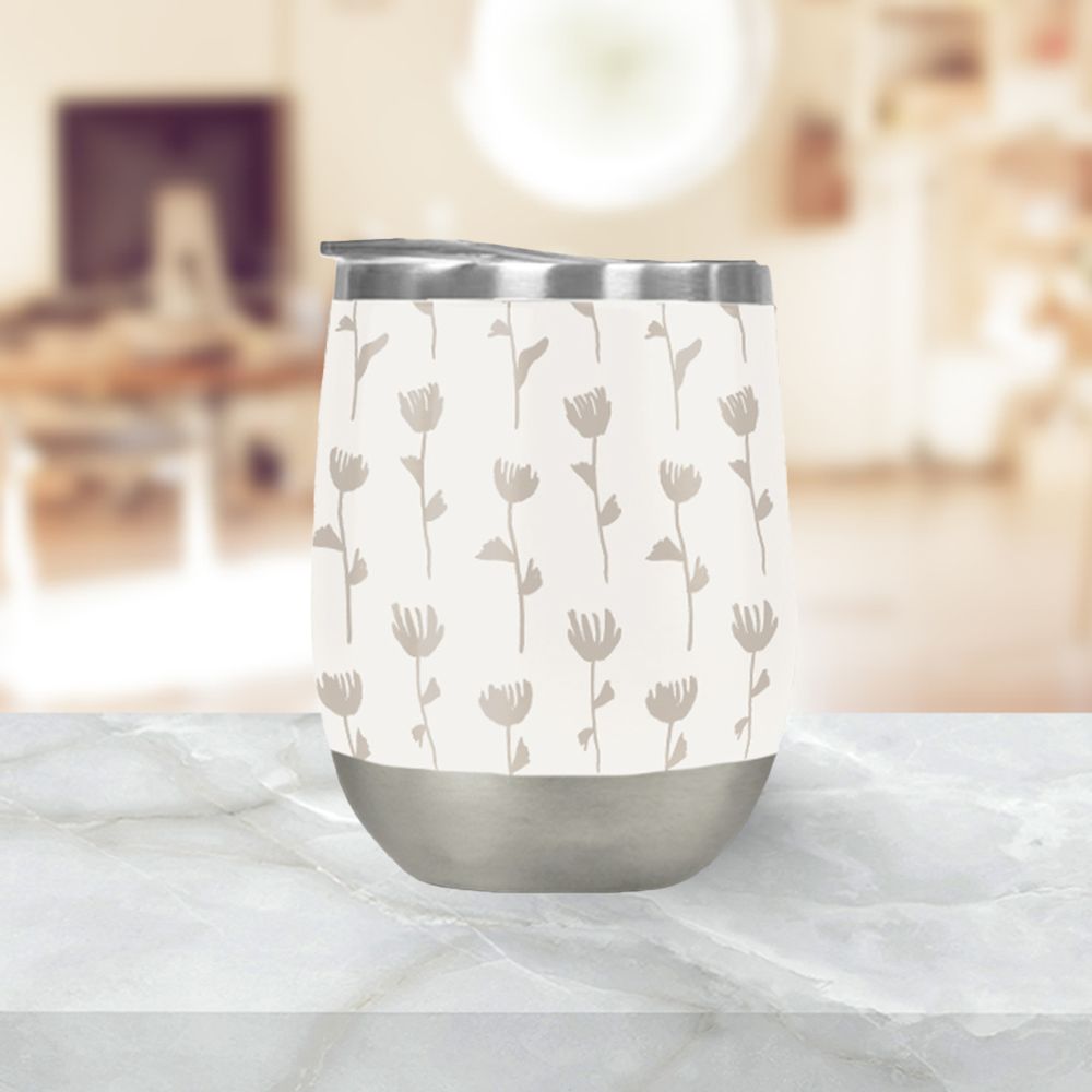 Ink Flower Wine Tumbler