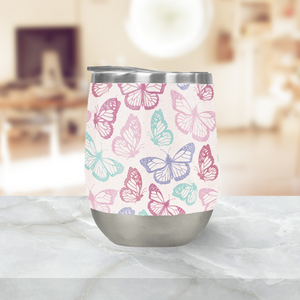 Pink Butterfly Wine Tumbler