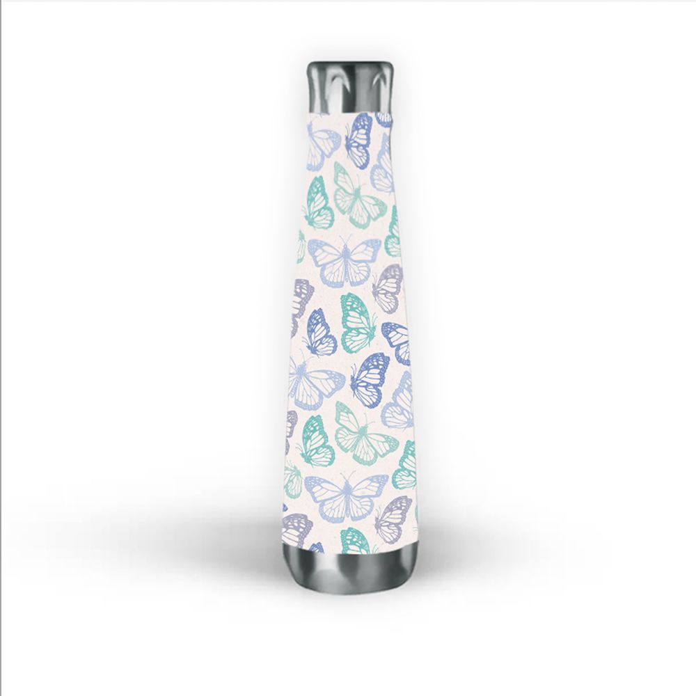 Purple and Green Butterfly Water Bottle