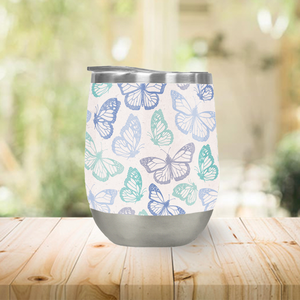 Purple and Green Butterfly Wine Tumbler
