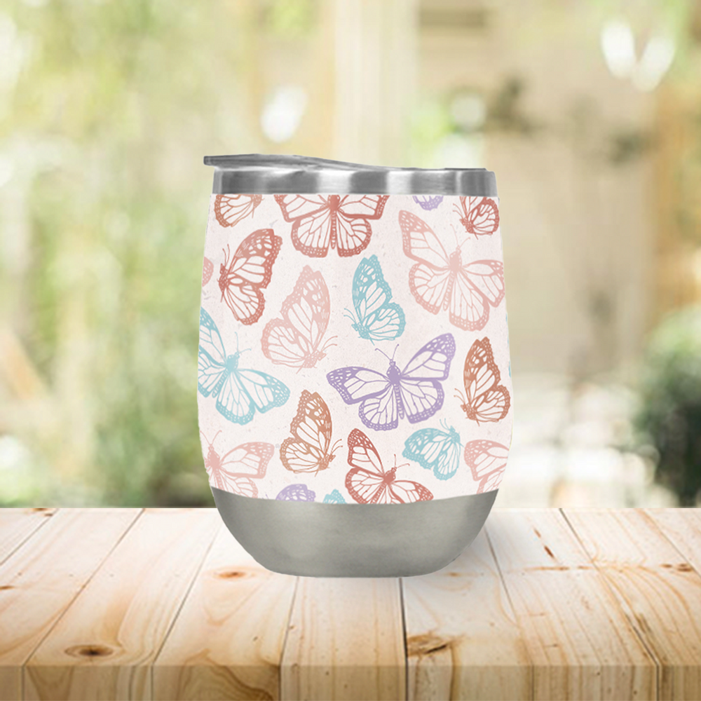Rainbow Butterfly Wine Tumbler