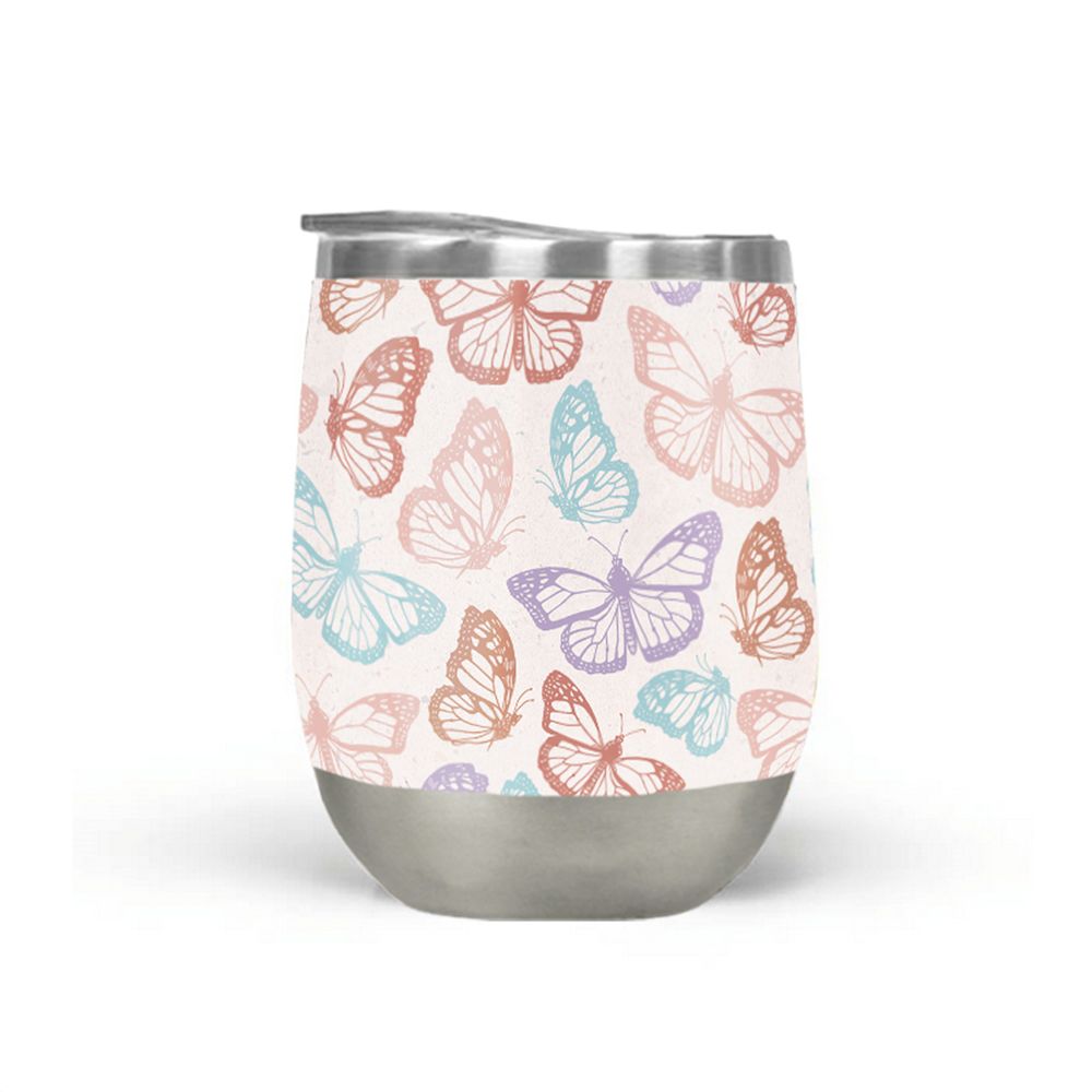 Rainbow Butterfly Wine Tumbler