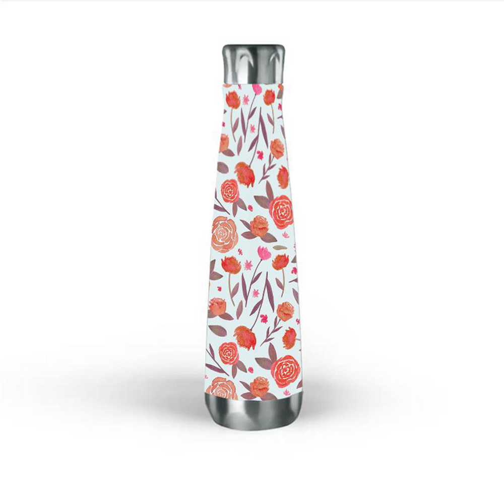Red Floral Water Bottle