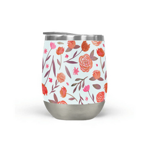 Red Floral Wine Tumbler