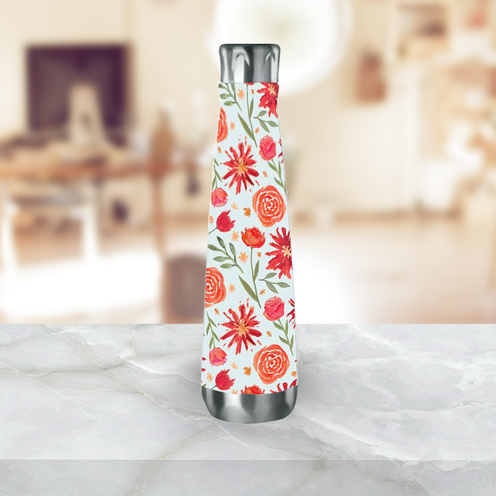 Red Flower Burst Water Bottle