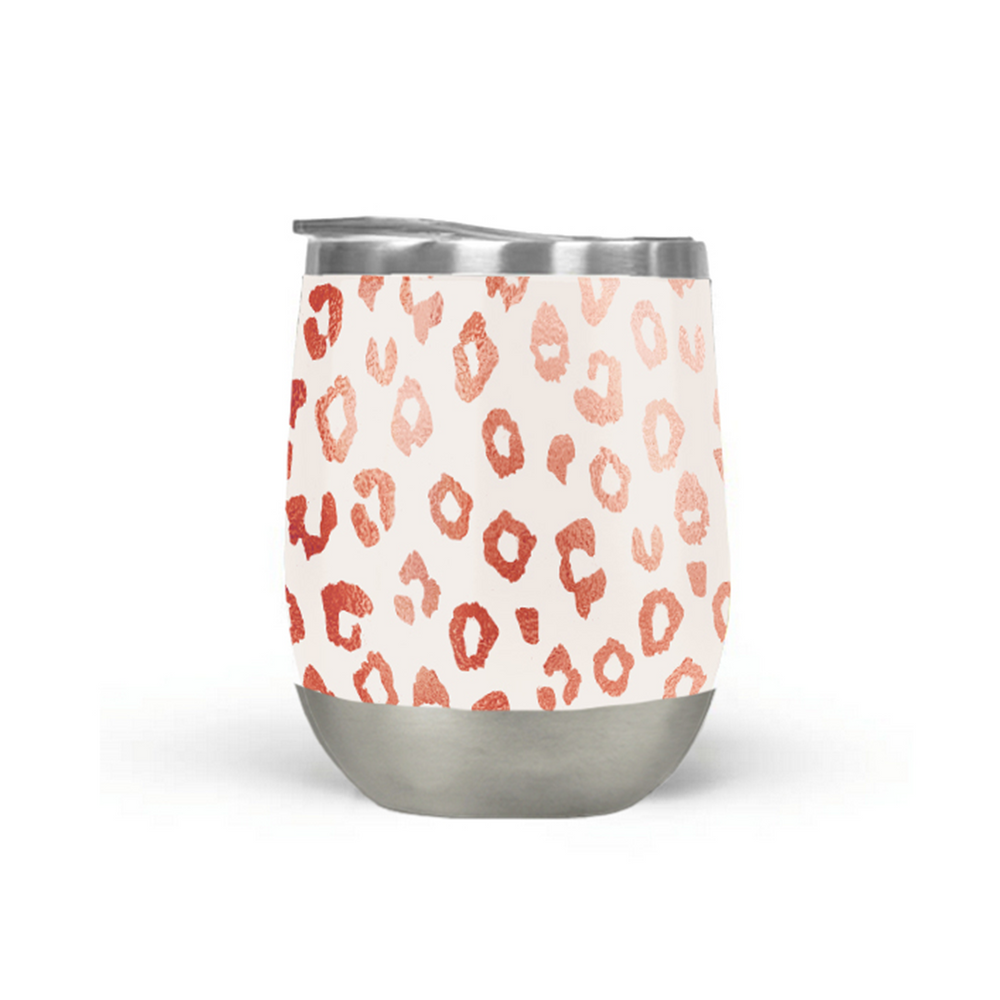Rose Gold Leopard Print Wine Tumbler