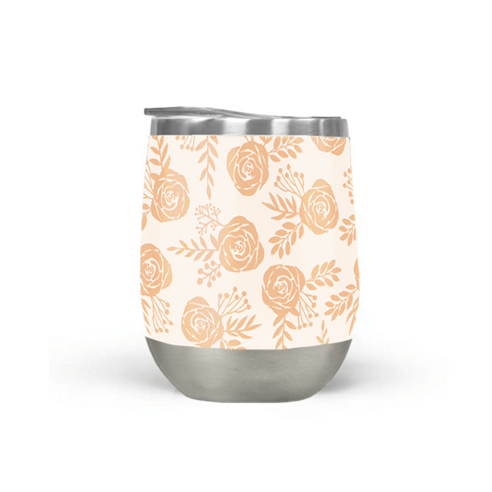 Light Orange Floral Wine Tumbler