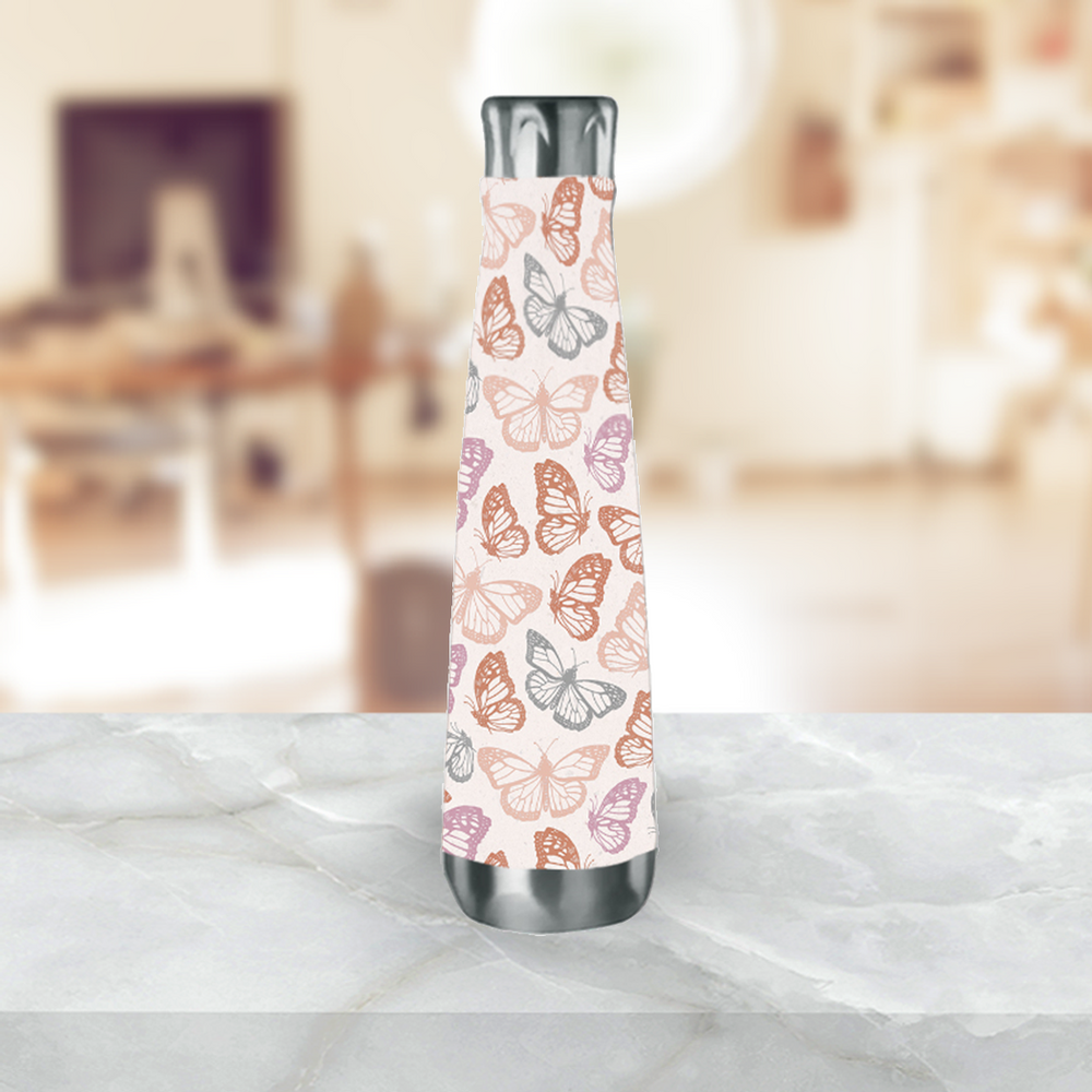 Orange and Pink Butterfly Water Bottle