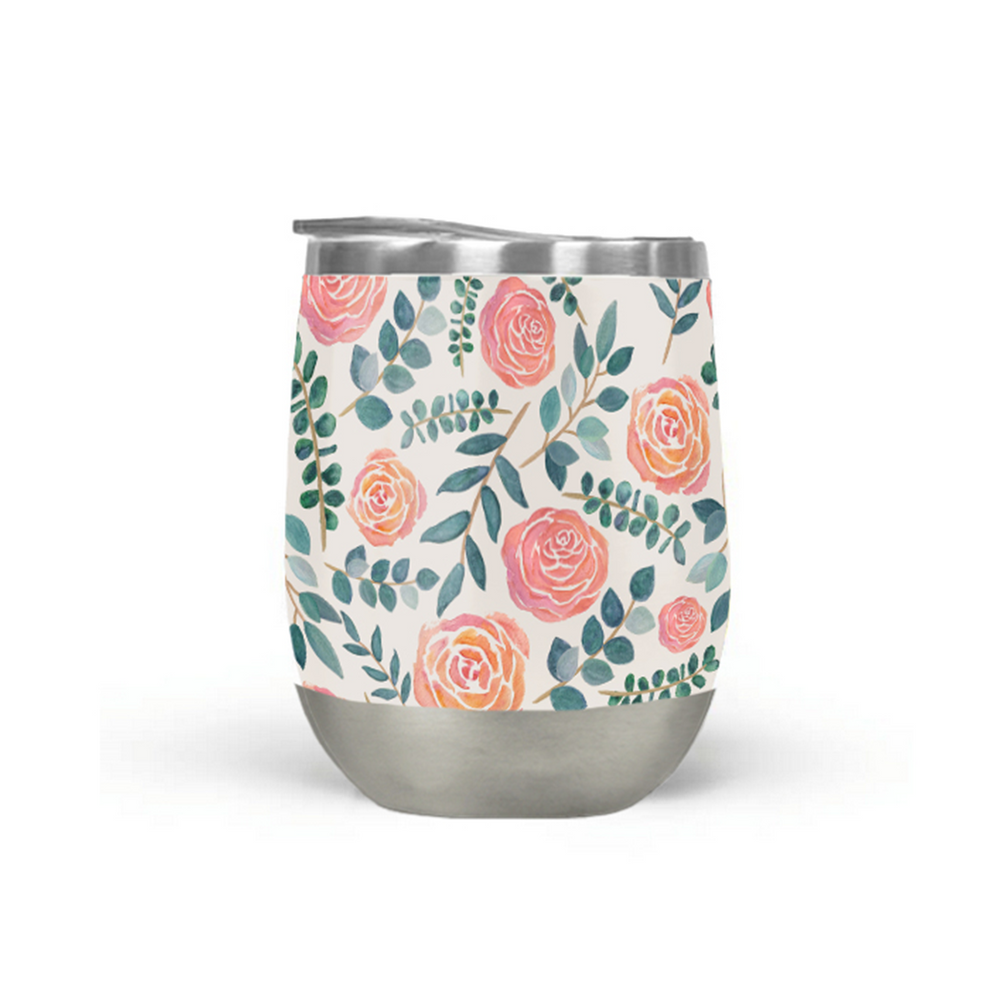 Watercolor Floral Wine Tumbler