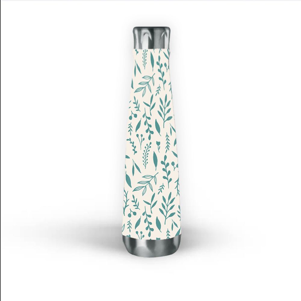 Teal Falling Leaves Water Bottle