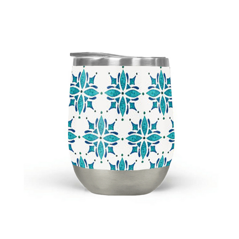 Teal Tile Wine Tumbler