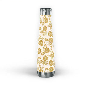 Warm Gold Floral Water Bottle