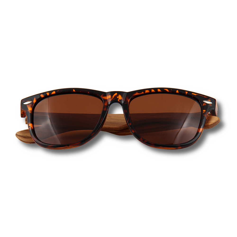 Real Zebra Wood Tortoise Frame Wanderer Sunglasses