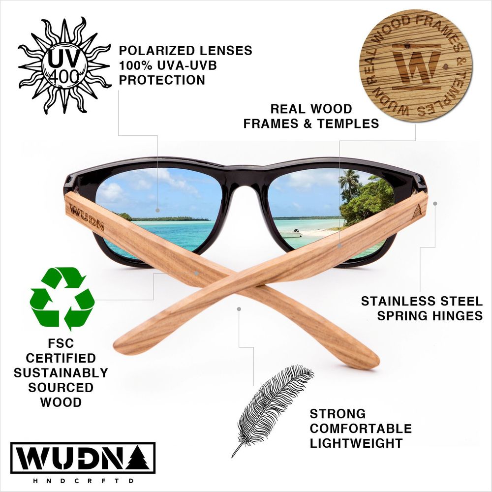 Real Zebra Wood Tortoise Frame Wanderer Sunglasses
