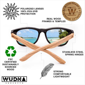 Real Zebra Wood Tortoise Frame Wanderer Sunglasses