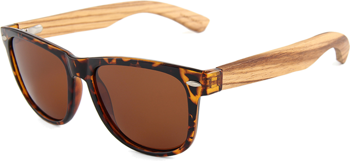 Real Zebra Wood Tortoise Frame Wanderer Sunglasses