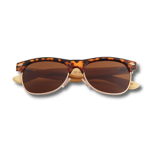 Real Bamboo Tortoise Frame Retro Shade Sunglasses