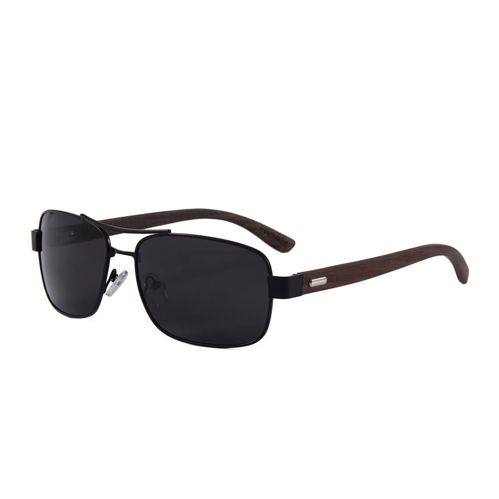 Real Ebony Wood Black Frame Slim Aviators by WUDN