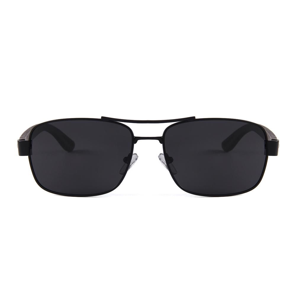 Real Ebony Wood Black Frame Slim Aviators by WUDN