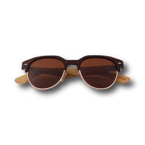 Real Bamboo Vintage Brow-Line Sunglasses