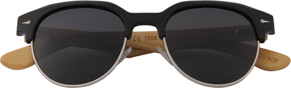 Real Bamboo Vintage Brow-Line Sunglasses
