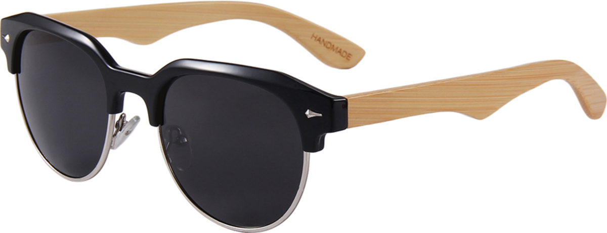 Real Bamboo Vintage Brow-Line Sunglasses