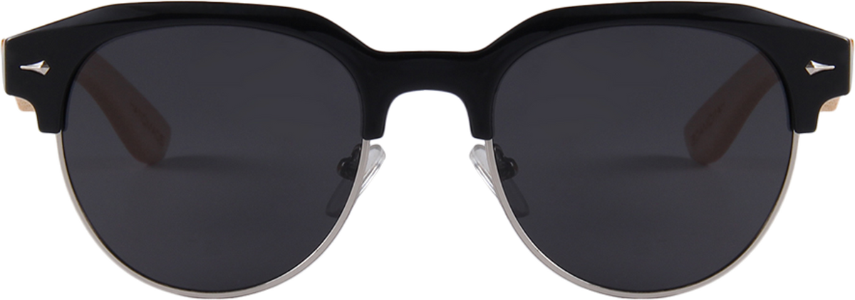 Real Bamboo Vintage Brow-Line Sunglasses