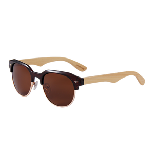 Real Bamboo Vintage Brow-Line Sunglasses
