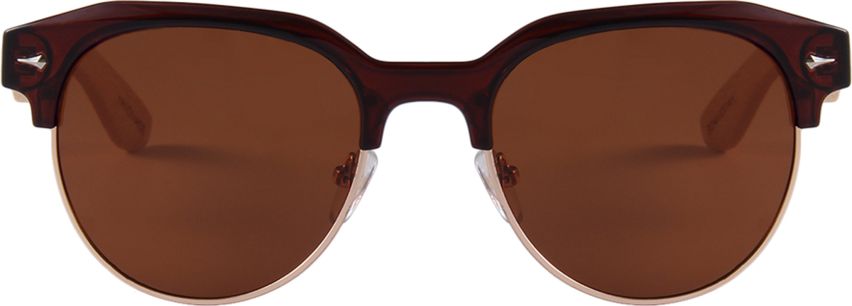 Real Bamboo Vintage Brow-Line Sunglasses