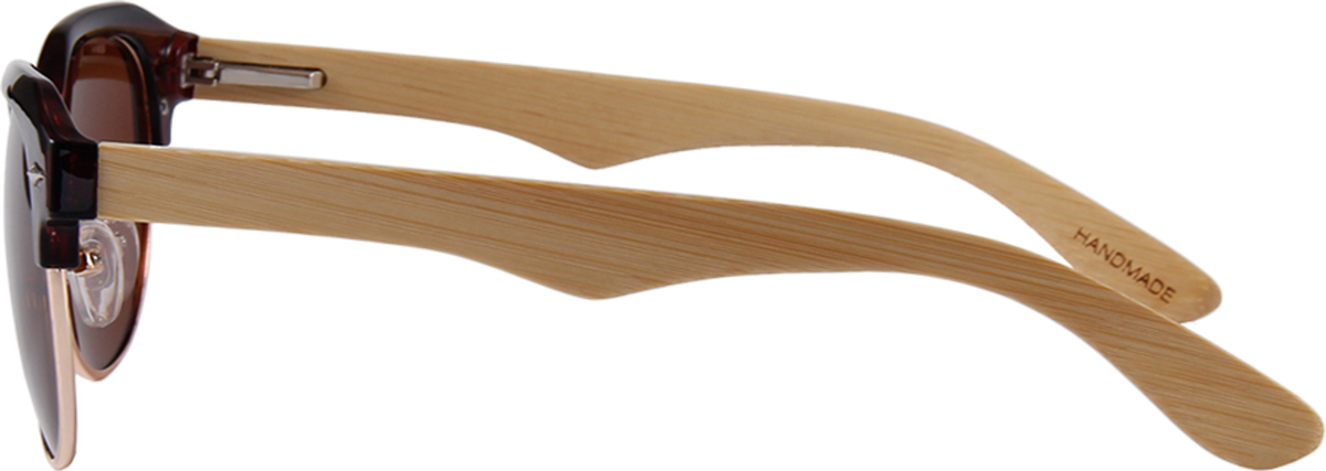 Real Bamboo Vintage Brow-Line Sunglasses