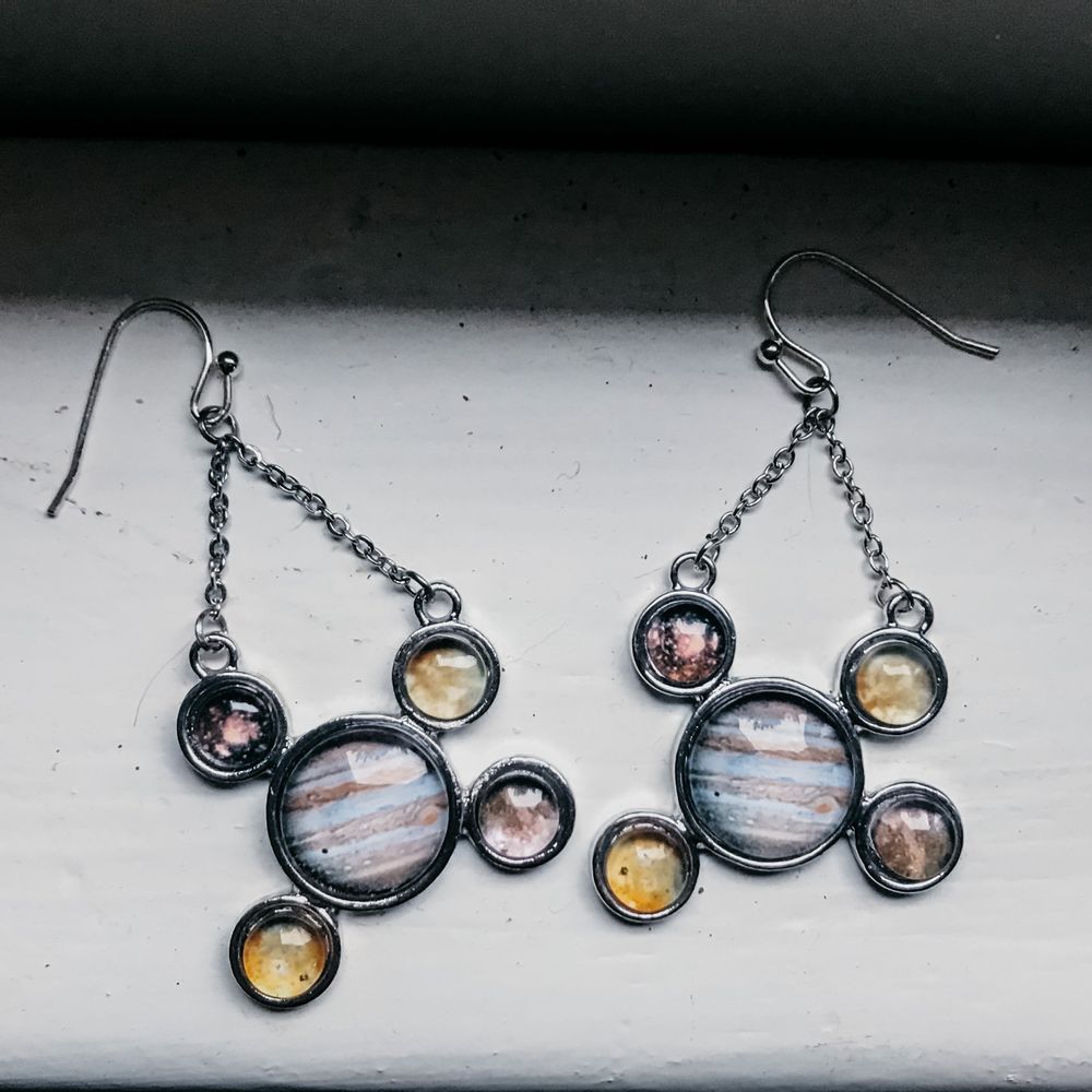 Jupiter and Galilean Moons Dangle Earrings