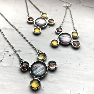 Jupiter and Galilean Moons Silver Pendant Necklace
