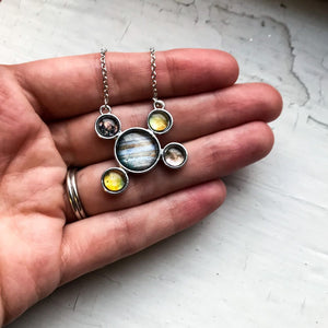 Jupiter and Galilean Moons Silver Pendant Necklace