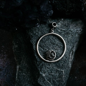 Circle Necklace with Authentic Raw Meteorite