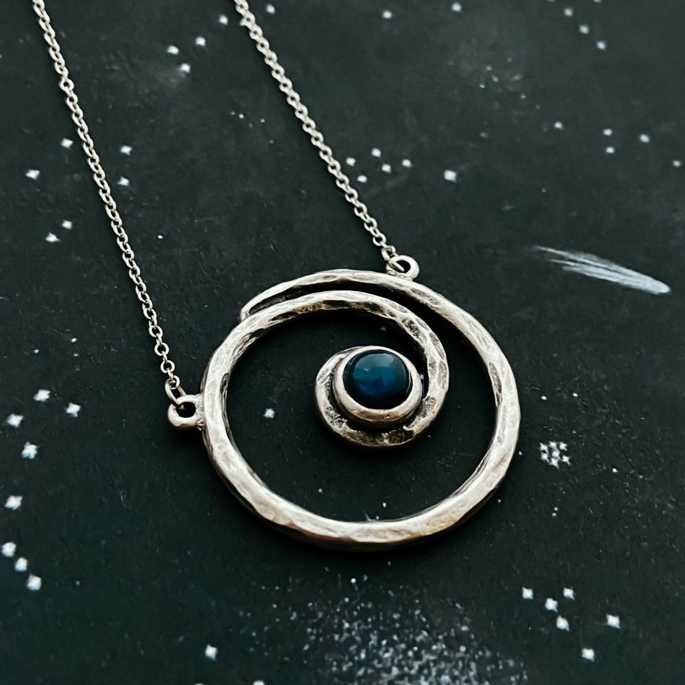 Spiral Silver Milky Way Pendant Necklace